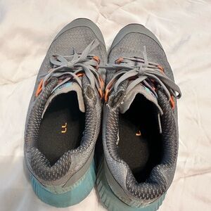 Merrell Gray and Teal Athletic Shoes with Orange Highlights 6.5 hiking shoes